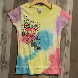 "Kid U Not" medium tie dye glitter Estes Park destination Tee